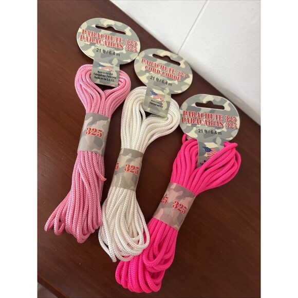 Parachute 325 Other - Parachute 325 Paracord LOT OF 3 Neon Pink Medium Pink and White 21ft/6.4m NEW